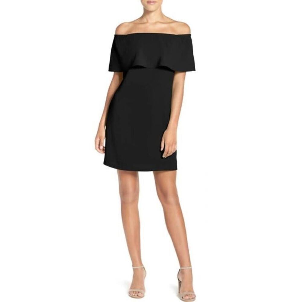 Charles Henry Women's Off the Shoulder Dress in Black Small Petite MSRP $79